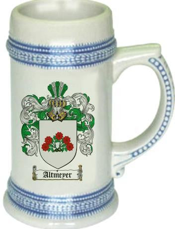 Altmeyer family crest stein coat of arms tankard mug