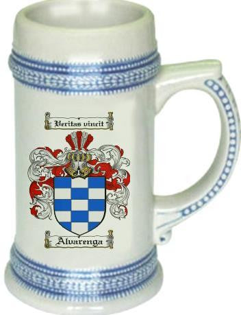 Alvarenga family crest stein coat of arms tankard mug