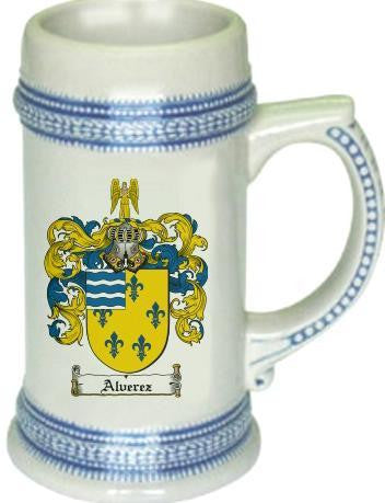Alverez family crest stein coat of arms tankard mug