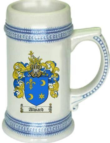 Alward family crest stein coat of arms tankard mug