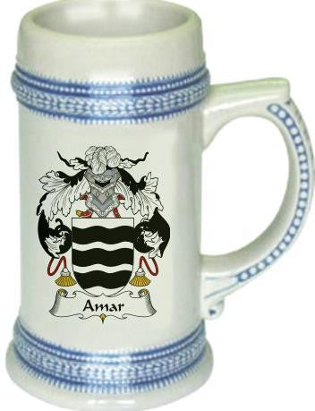 Amar family crest stein coat of arms tankard mug