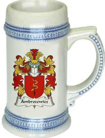 Ambrozewicz family crest stein coat of arms tankard mug