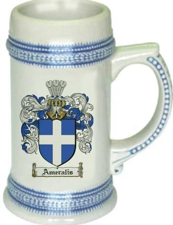 Ameralis family crest stein coat of arms tankard mug