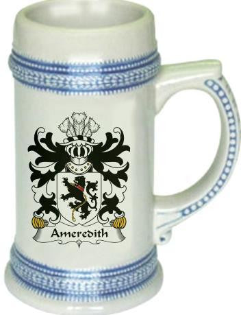 Ameredith family crest stein coat of arms tankard mug