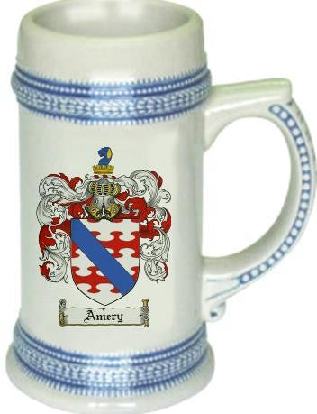 Amery family crest stein coat of arms tankard mug