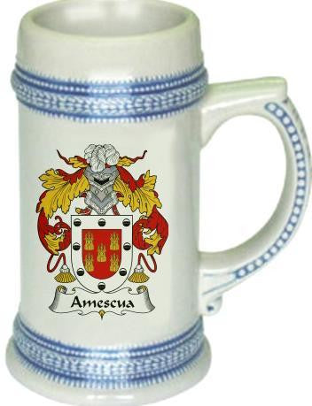 Amescua family crest stein coat of arms tankard mug