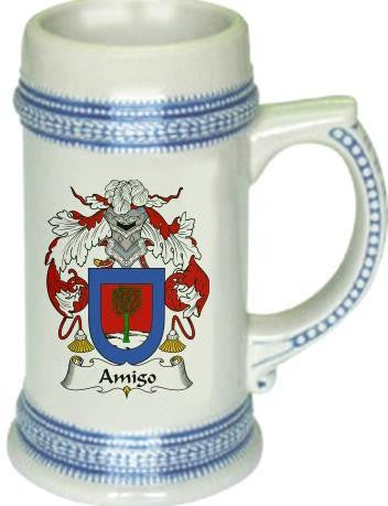 Amigo family crest stein coat of arms tankard mug