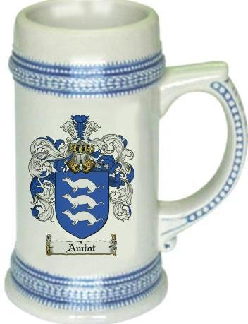 Amiot family crest stein coat of arms tankard mug