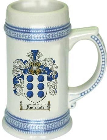 Amirante family crest stein coat of arms tankard mug