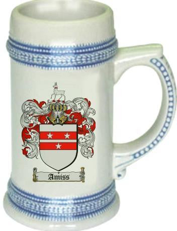 Amiss family crest stein coat of arms tankard mug