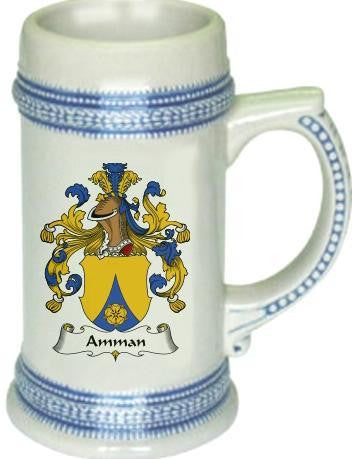 Amman family crest stein coat of arms tankard mug