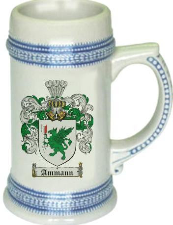 Ammann family crest stein coat of arms tankard mug