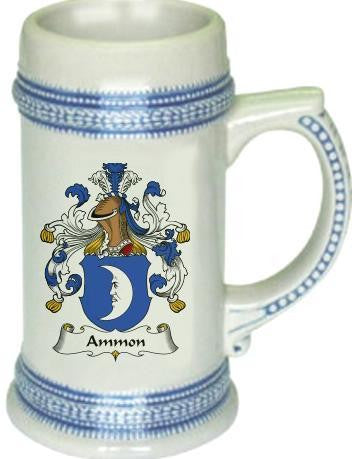 Ammon family crest stein coat of arms tankard mug