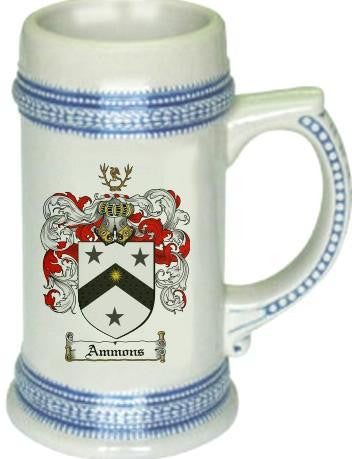 Ammons family crest stein coat of arms tankard mug