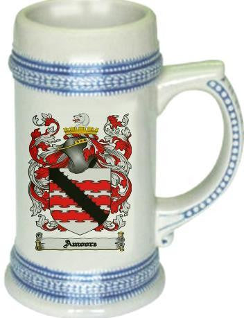 Amoore family crest stein coat of arms tankard mug