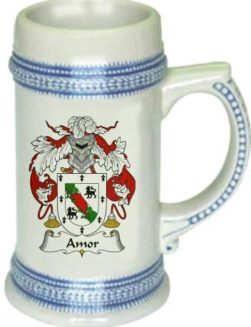 Amor family crest stein coat of arms tankard mug