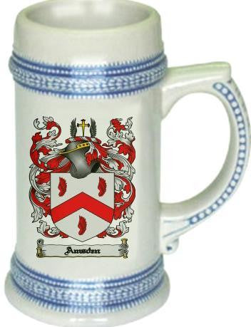 Amsden family crest stein coat of arms tankard mug