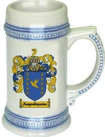 Anagnostopoulos family crest stein coat of arms tankard mug