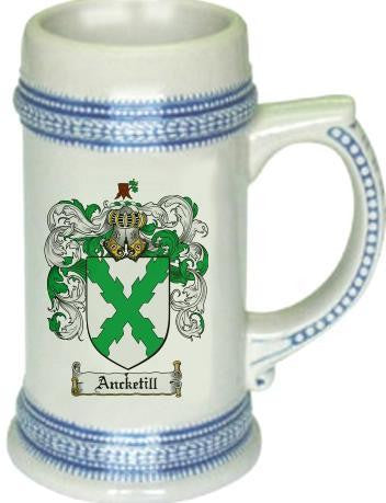 Ancketill family crest stein coat of arms tankard mug