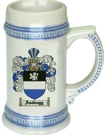 Anderegg family crest stein coat of arms tankard mug