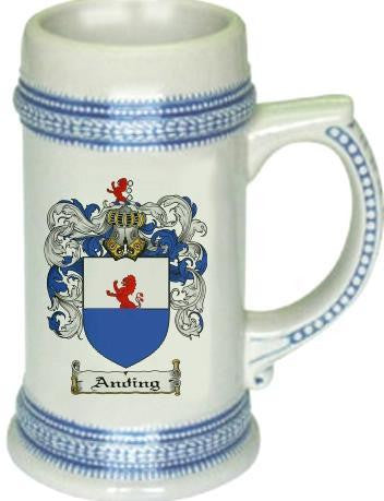 Anding family crest stein coat of arms tankard mug