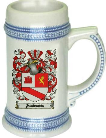 Andreatta family crest stein coat of arms tankard mug