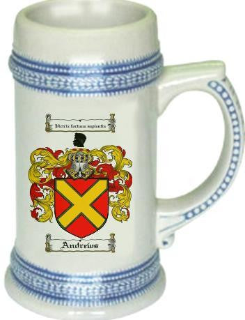Andrews family crest stein coat of arms tankard mug
