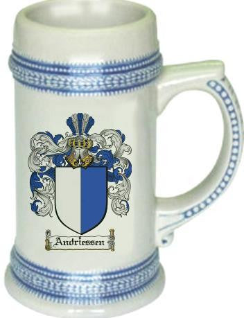Andriessen family crest stein coat of arms tankard mug