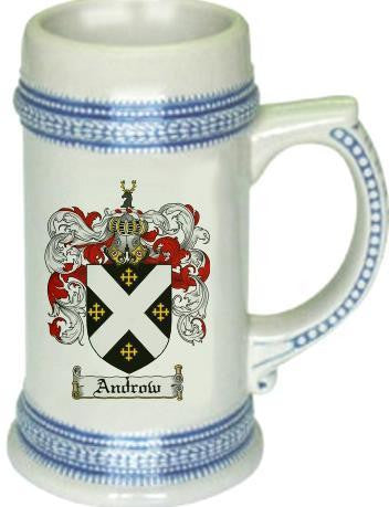 Androw family crest stein coat of arms tankard mug