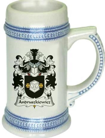 Andruszkiewicz family crest stein coat of arms tankard mug