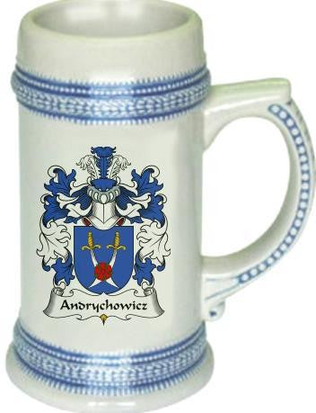 Andrychowicz family crest stein coat of arms tankard mug