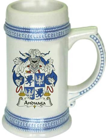 Anduaga family crest stein coat of arms tankard mug
