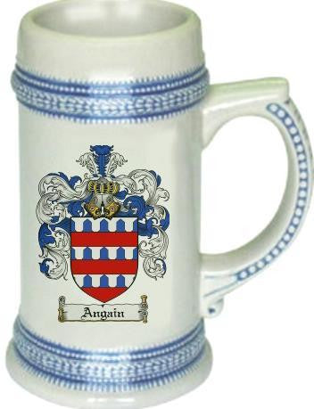Angain family crest stein coat of arms tankard mug