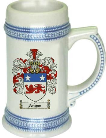 Angas family crest stein coat of arms tankard mug