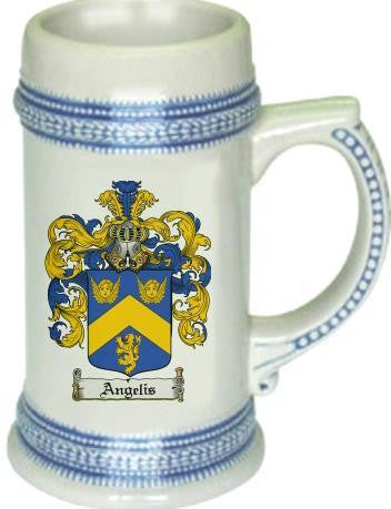Angelis family crest stein coat of arms tankard mug