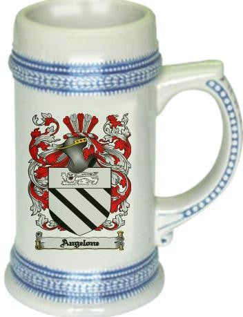 Angelone family crest stein coat of arms tankard mug
