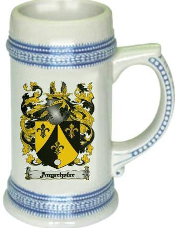 Angerhofer family crest stein coat of arms tankard mug