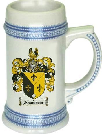 Angerman family crest stein coat of arms tankard mug