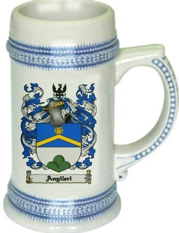 Angileri family crest stein coat of arms tankard mug