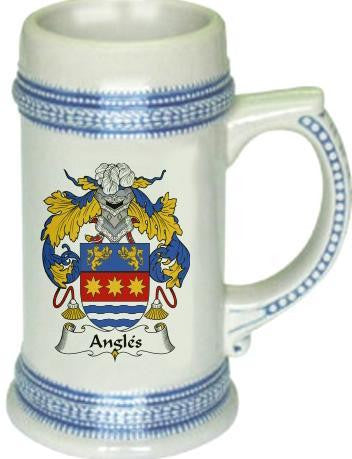 Angles family crest stein coat of arms tankard mug