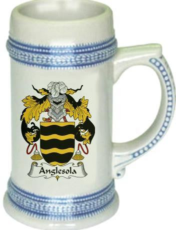 Anglesola family crest stein coat of arms tankard mug