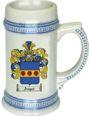 Angot family crest stein coat of arms tankard mug