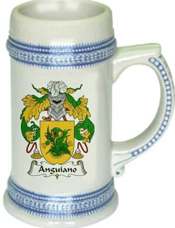 Anguiano family crest stein coat of arms tankard mug