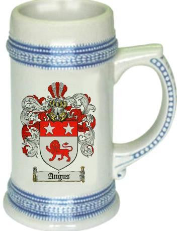 Angus family crest stein coat of arms tankard mug
