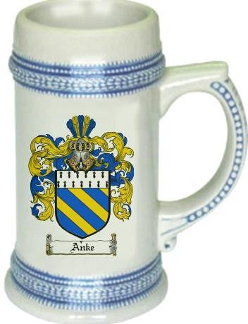 Anke family crest stein coat of arms tankard mug