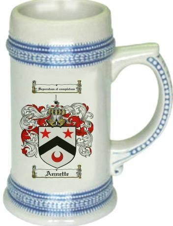 Annette family crest stein coat of arms tankard mug