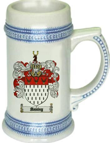 Anning family crest stein coat of arms tankard mug