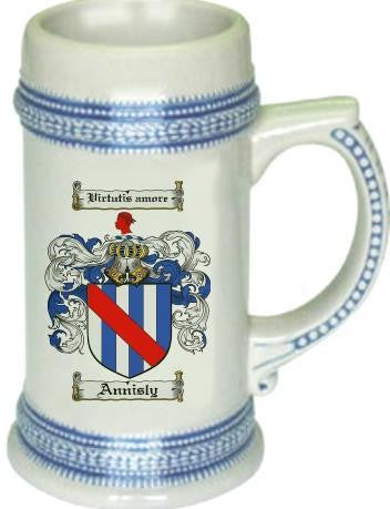 Annisly family crest stein coat of arms tankard mug