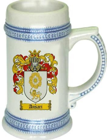 Ansari family crest stein coat of arms tankard mug