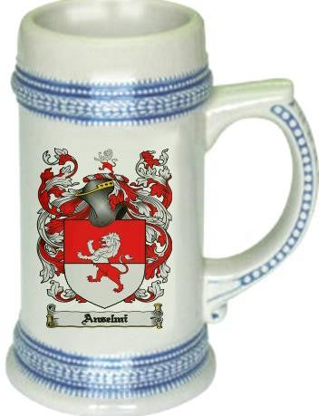 Anselmi family crest stein coat of arms tankard mug